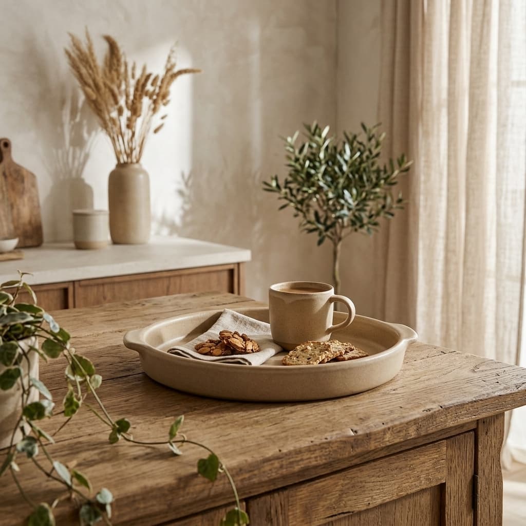 Elma Stoneware Round Tray